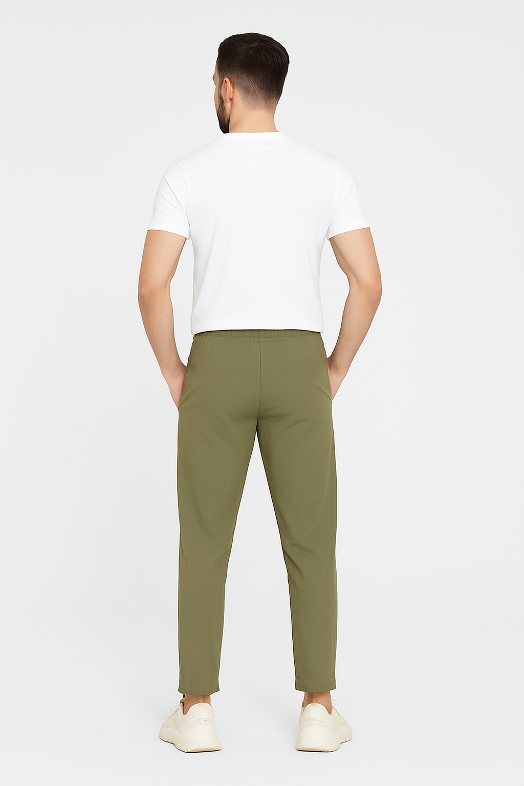 Men Mid Rise Olive Track Pants