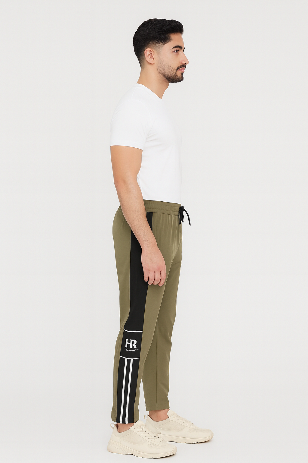 Men Mid Rise Olive Track Pants