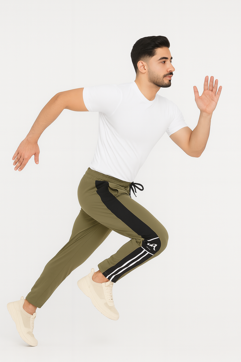 Men Mid Rise Olive Track Pants