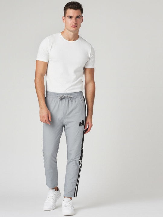 Men Side Stripes Grey Track Pants