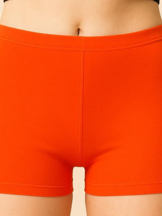 Women Combed Cotton Mid-Rise Orange  Boy Shorts Briefs