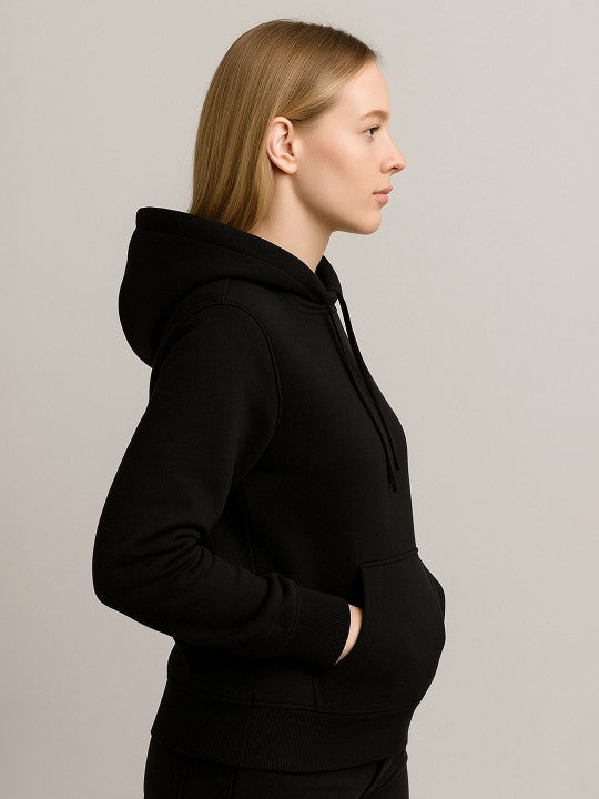 Women Hooded  Black Sweatshirt