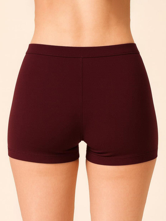 Women Combed Cotton Mid-Rise Purple  Boy Shorts Briefs