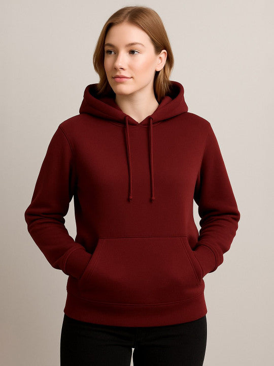 Women Hooded  Maroon Sweatshirt