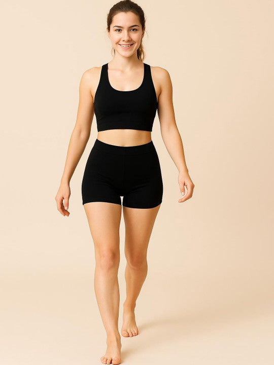 Women Combed Cotton Mid-Rise Black  Boy Shorts Briefs