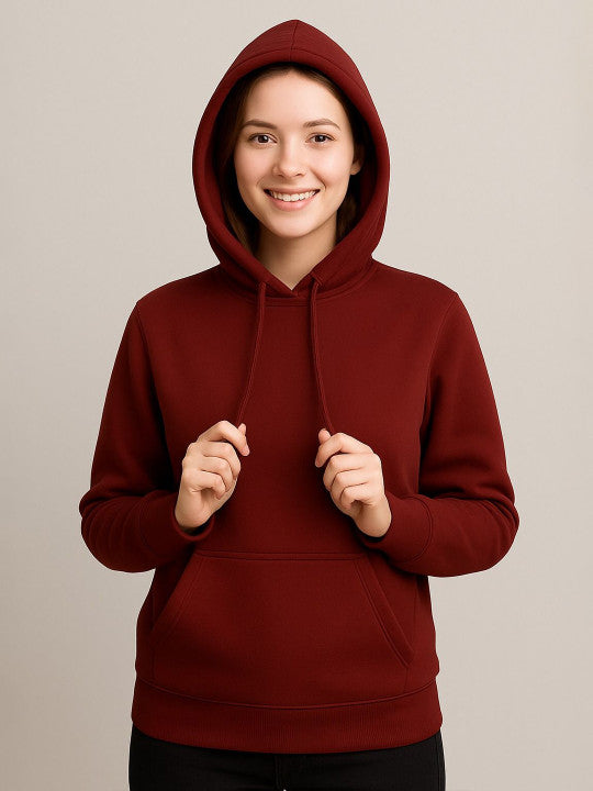 Women Hooded  Maroon Sweatshirt