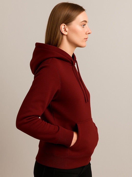 Women Hooded  Maroon Sweatshirt