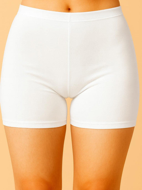 Women Combed Cotton Mid-Rise White Boy Shorts Briefs