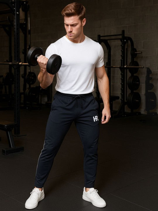 Men Mid Rise Black Track Pants
