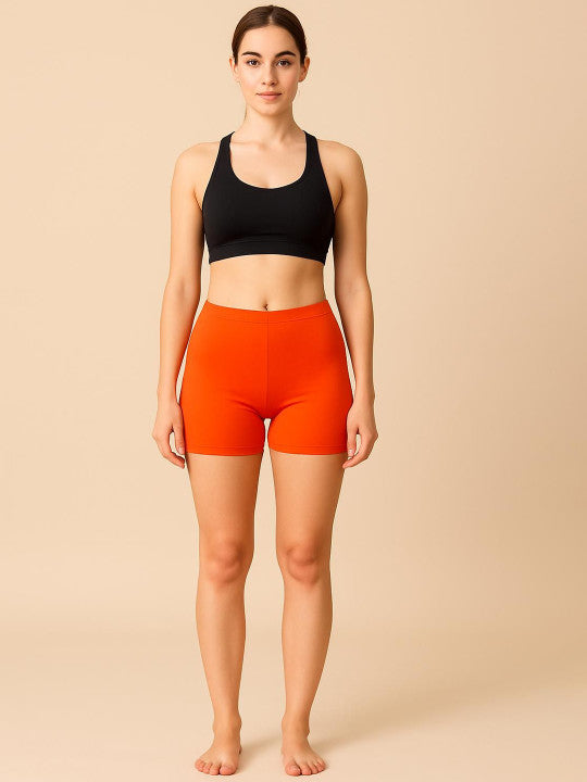 Women Combed Cotton Mid-Rise Orange  Boy Shorts Briefs