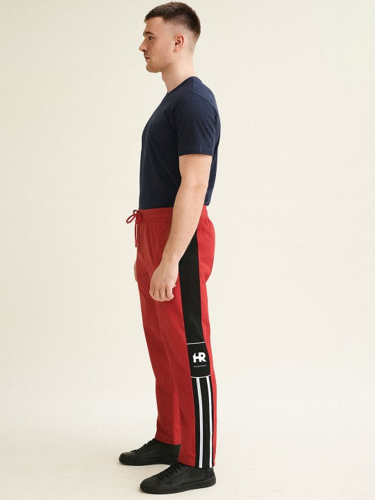 Men Mid Rise Red Track Pants