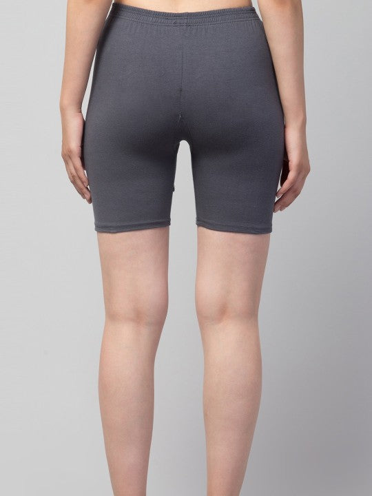 Women Solid Grey  Mid-Rise Gym Short