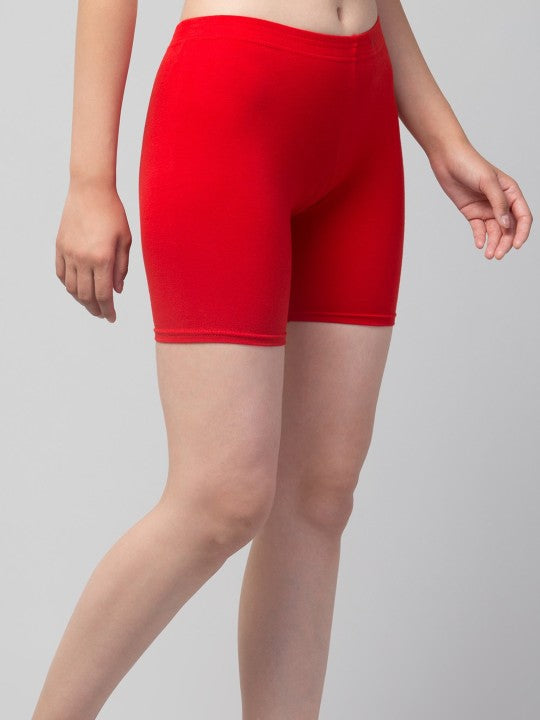 Women Solid Red   Mid-Rise Gym Short
