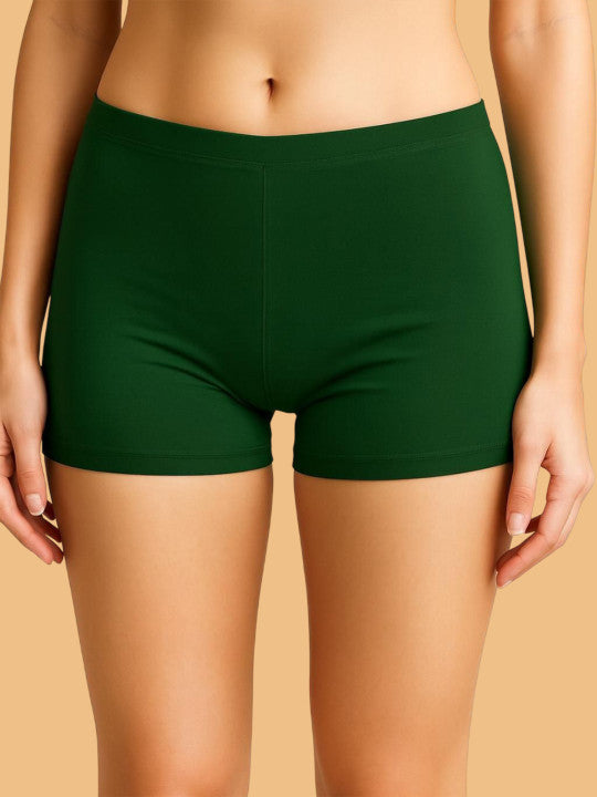 Women Combed Cotton Mid-Rise Olive  Boy Shorts Briefs