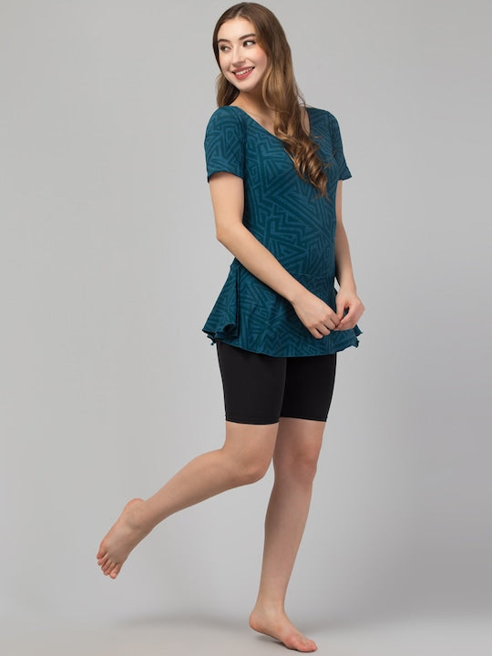 Printed Swimwear With Attached Shorts