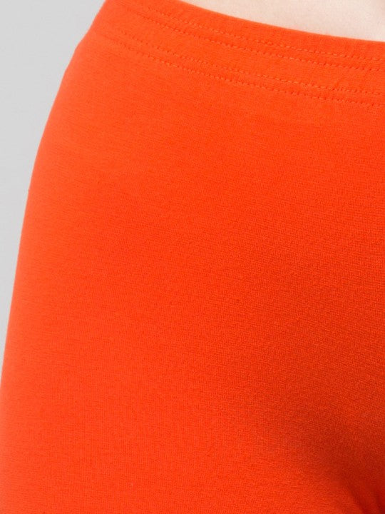 Women Solid Dark Orange Mid-Rise Gym Short