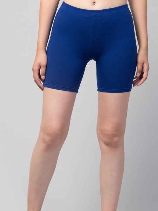 Women Solid Dark blue Mid-Rise Short
