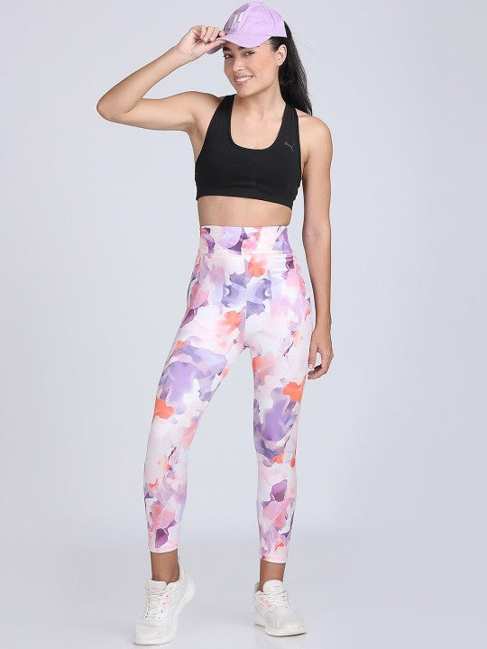 Women Printed High Waist Dry Fit Ankle Length Tights