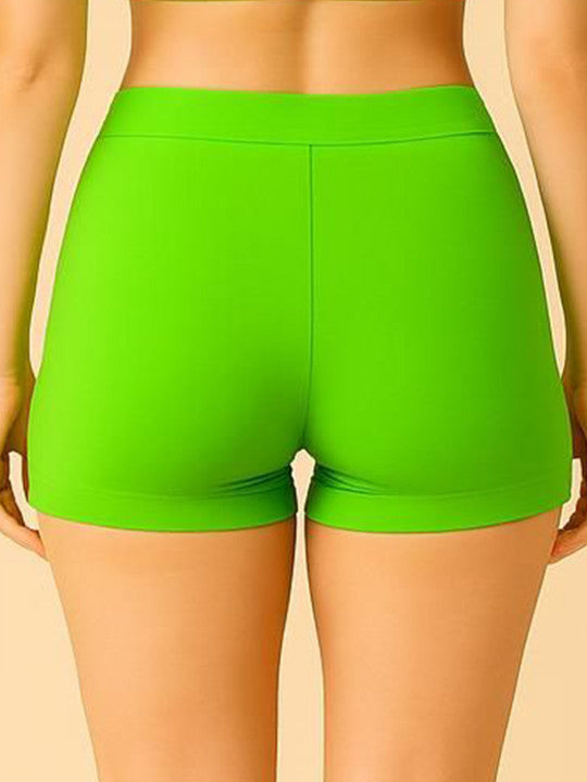 Women Combed Cotton Mid-Rise Lite Green  Boy Shorts Briefs