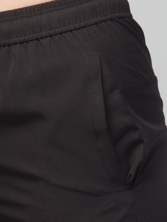 Women Solid Black E-Dry Technology Yoga Sports Shorts