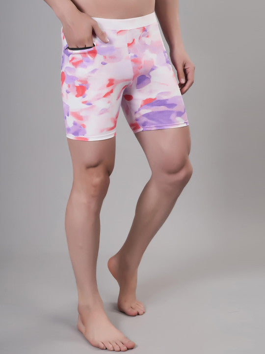 Men Printed Swim Shorts with Key Pocket