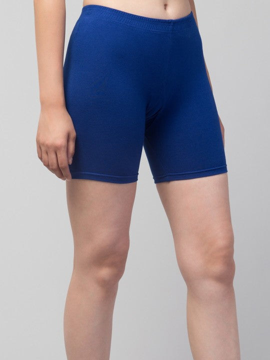 Women Solid Dark blue Mid-Rise Short