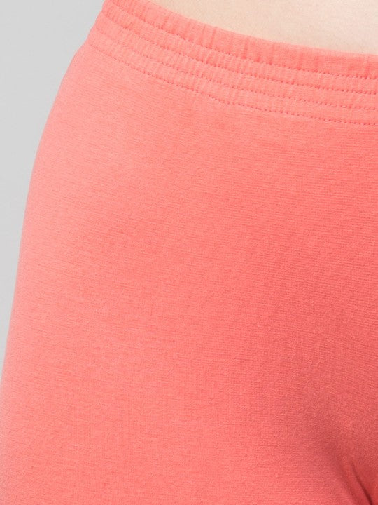 Women Solid Peach Mid-Rise Short