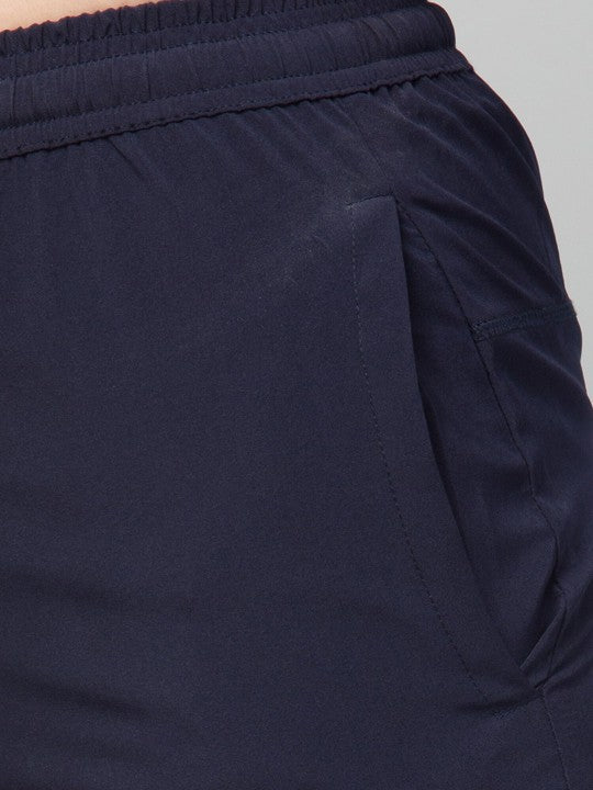 Women Solid Navy Blue E-Dry Technology Yoga Sports Shorts