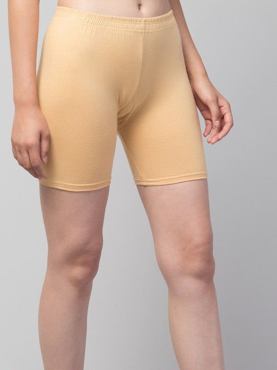 Women Solid Beige  Mid-Rise Short