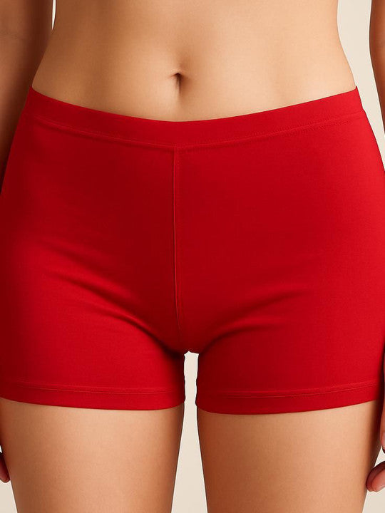 Women Combed Cotton Mid-Rise Maroon  Boy Shorts Briefs