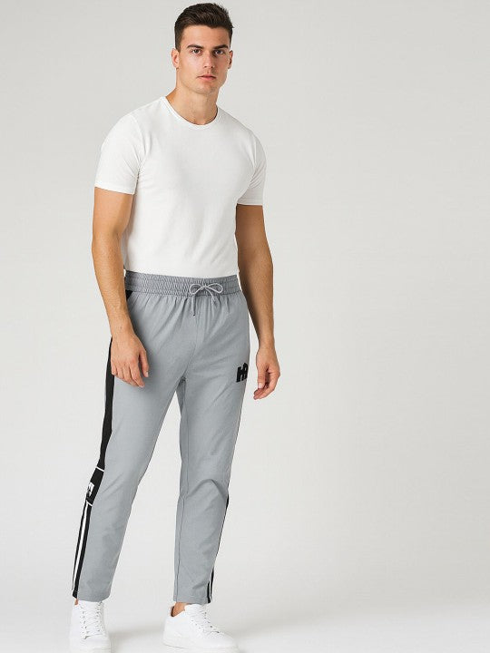 Men Side Stripes Grey Track Pants
