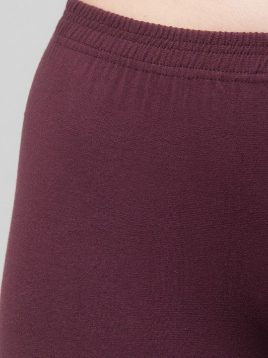 Women Solid Dark Maroon  Mid-Rise Gym Short