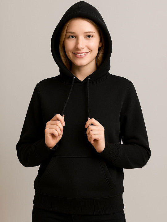Women Hooded  Black Sweatshirt