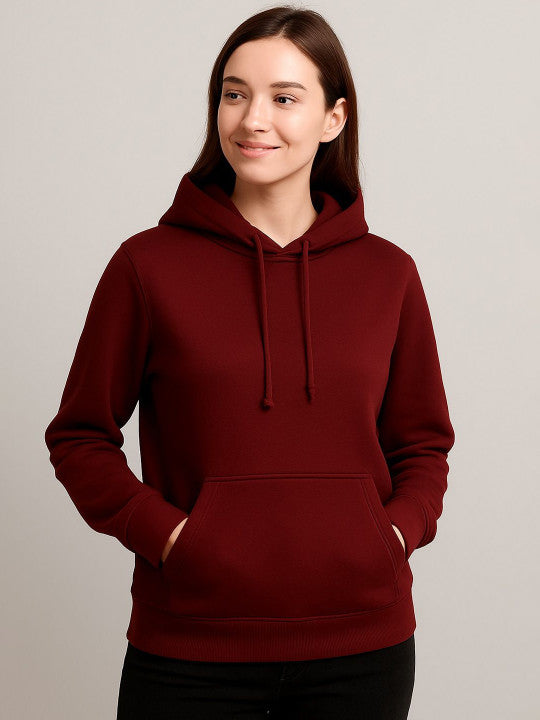Women Hooded  Maroon Sweatshirt