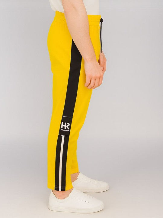 Men Mid Rise Yellow Track Pants