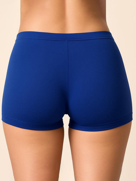 Women Combed Cotton Mid-Rise Blue  Boy Shorts Briefs