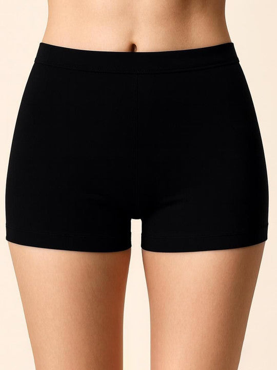 Women Combed Cotton Mid-Rise Black  Boy Shorts Briefs