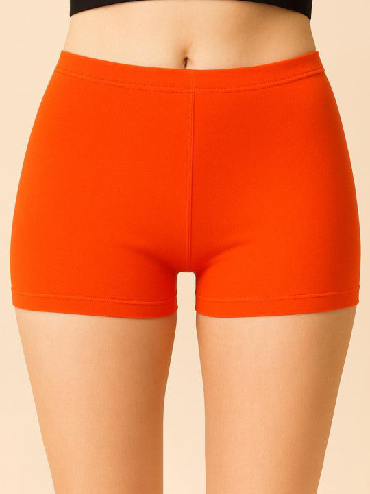 Women Combed Cotton Mid-Rise Orange  Boy Shorts Briefs