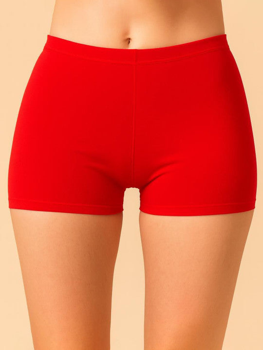 Women Combed Cotton Mid-Rise Red  Boy Shorts Briefs