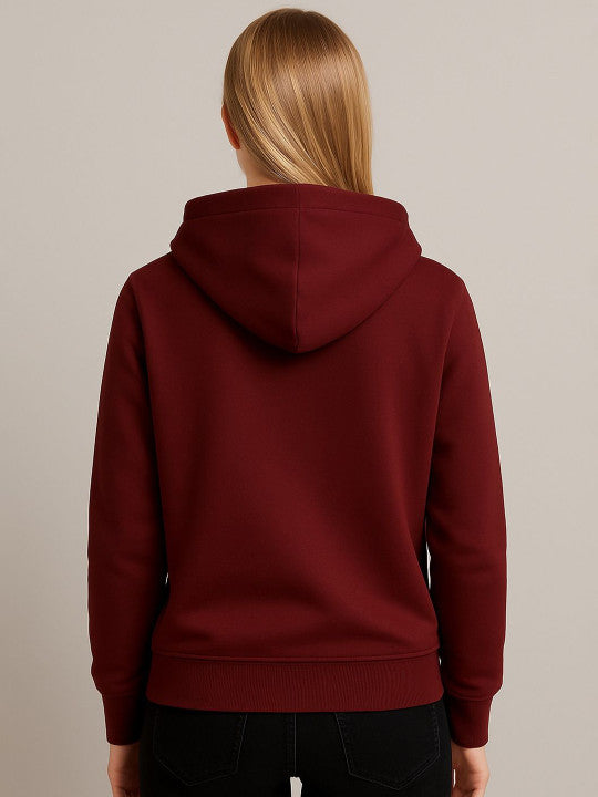 Women Hooded  Maroon Sweatshirt
