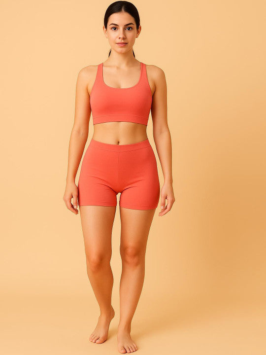 Women Combed Cotton Mid-Rise Peach  Boy Shorts Briefs