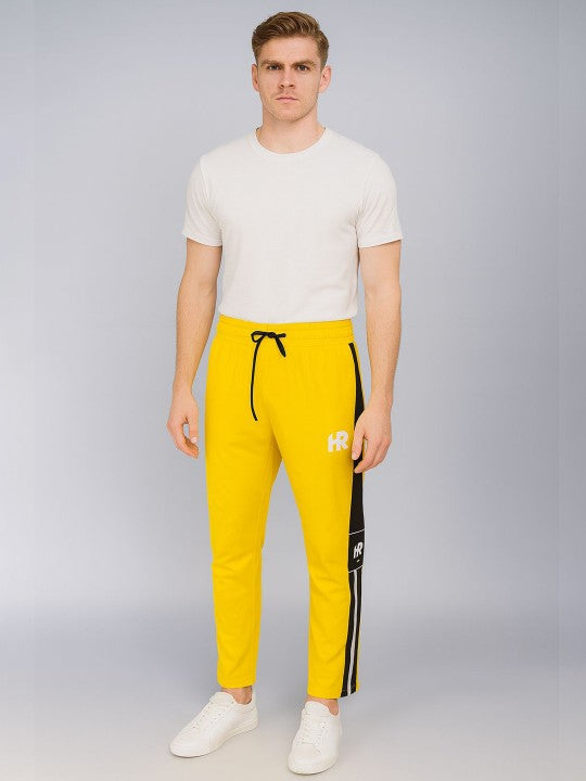Men Mid Rise Yellow Track Pants