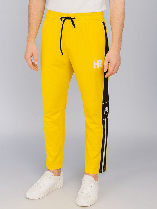 Men Mid Rise Yellow Track Pants